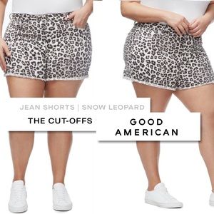 Good American “The Cut-Offs” Shorts in Snow Leopard Size 18